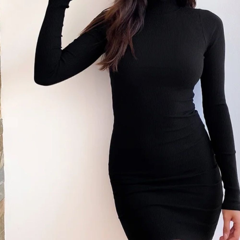 Lulus Women's Ribbed Long Sleeve Turtleneck Dress